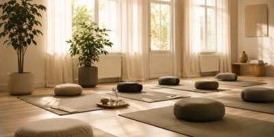 Sanftes Licht im Yoga-Raum